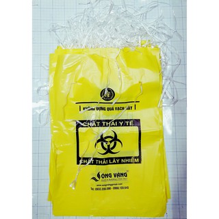 Túi nilon đựng rác thải y tế màu vàng 15 lít có dây rút