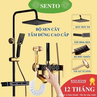 Sen cây tắm nóng lạnh tăng áp SENTO bộ sen vòi kèm xịt vệ sinh mạ tĩnh điện bảo hành 24 Tháng ST01