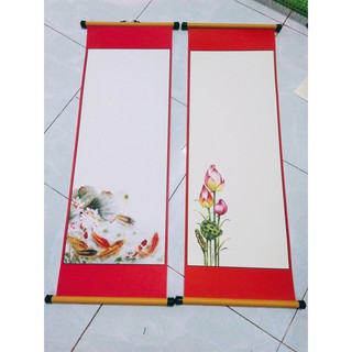 Bộ gồm 10 tờ giấy viết thư pháp + 10 CẶP nẹp treo ( 27cm x 79cm)
