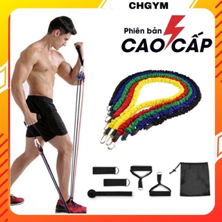 Dây kháng lực tập tay , dây kháng lực ngũ sắc tập gym thể hình đa năng tại nhà chất liệu cao su siêu bền CHGYM