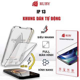 Kính cường lực Iphone 13 chính hãng Ruby khung dán tự động full màn hình cho Dán màn hình Iphone 13
