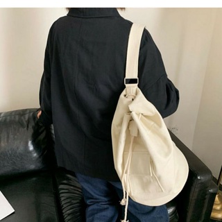 Đeo 2 kiểu vừa balo vừa đeo bao tử 1 dây, dây rút, vải canvas - BALO 1 DÂY