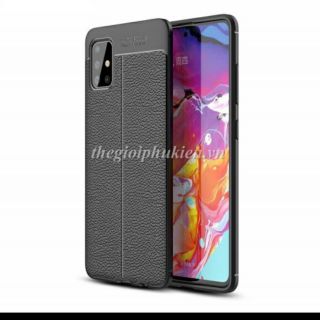 Ốp lưng dẻo cho Galaxy A51 Vân giả da Chống sốc Auto Focus