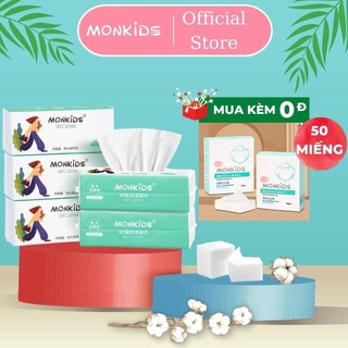Khăn rửa mặt spa khăn lau mặt monkids dùng 1 lần cotton mềm 70 miếng kích thước lớn lau khô, lau ướt