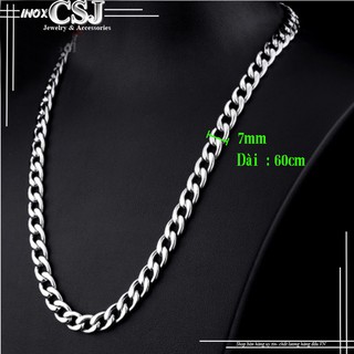 DÂY CHUYỀN NAM INOX KIỂU LẶC 7MM HÀN QUỐC đẹp, không đen