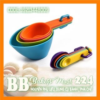 Bộ 9 CUP, muỗng đong oval SẮC MÀU (MÀU NGẪU NHIÊN)