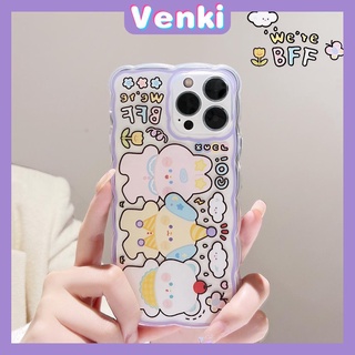 iPhone Case Silicone Soft Case Clear Case Wave Non-Slip Shockproof Camera Full Coverage Protection Purple Bear Cute For iPhone 13 Pro Max iPhone 12 Pro Max iPhone 11 iPhone 7 Plus