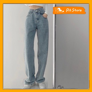 Quần jean nữ lưng cao/ Quần bò nữ ống rộng ulzzang EO CHÉO phong cách Hàn Quốc mặc lên cực tôn dáng RÔ STORE QD21