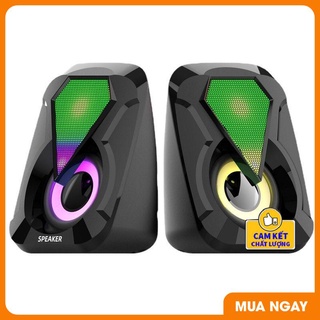 Loa máy tính, Loa vi tính mini để bàn cao cấp âm thanh siêu trầm có đèn led đổi màu cực chất 1053