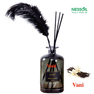 Bộ tinh dầu nước hoa thơm phòng Eyun hương Vani  gồm 1 chai tinh dầu to đùng 350ml + 1 bộ que mây khuếch tán màu đen