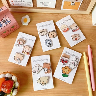 Set 3 Huy Hiệu Cài Áo Ghim Bấm Nhựa Hoạt Hình Đáng Yêu
