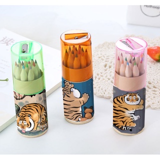 Bộ bút chì 12 màu hổ mập BBC44 kèm gọt bút chonky tiger