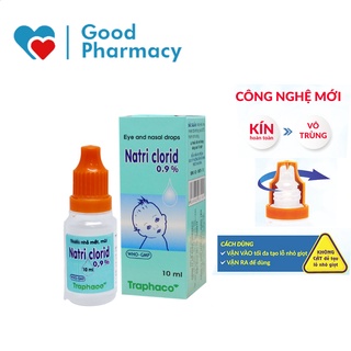 Nước muối nhỏ mắt, mũi Natri Clorid (Traphaco) chai 10ml - Lốc 10 chai