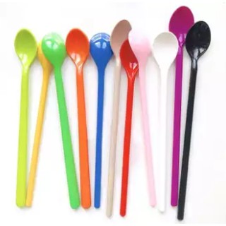 Set 10 muỗng nhựa sinh tố, cà phê, nước ép, trang trí nhiều màu