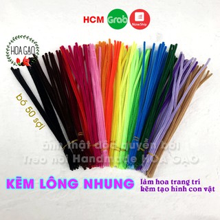 Kẽm nhung kẽm lông đồ chơi trẻ em HOA GẠO GKL dùng trong mầm non tạo hình con thú, trang trí lớp học miễn phí vận chuyển