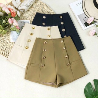 Quần shorts nữ, quần shorts vải lưng cao 8 khuy hàng Quảng châu