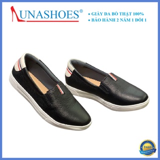 Slip on nữ, giày trung niên da bò thật Lunashoe (711) - lười da nữ tăng chiều cao - bảo hành 2 năm 1 đổi 1