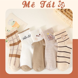 Tất nữ cổ cao METAT, vớ cổ cao nam nữ họa tiết hình thú cute dễ thương phong cách Hàn Quốc T41