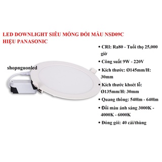 [Xả hàng]Đèn led âm trần đổi màu siêu mỏng Panasonic công suất 9w,12w mã số NSD12,NSD09