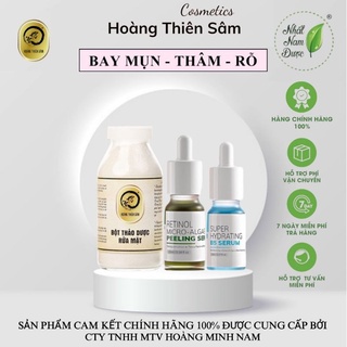 Serum Combo Giảm Mụn Thâm Rỗ Peel Da Vi Tảo Retinol Le'peau &amp; Bột Rửa Mặt Hoàng Thiên Sâm10ml 3-7 ngày Xong liệu Trình