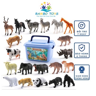 Bộ đồ chơi mô hình động vật 58 chi tiết thú rừng hoang dã RAMBO TOYS nhựa an toàn giúp bé nhận biết thế giới xung quanh
