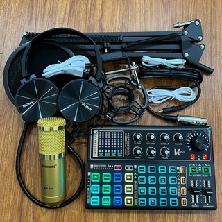 Combo Bộ míc thu âm BM900 và Card k300 bluetooth chuyên dụng hát live stream với đầy đủ chức năng chỉnh giọng âm thanh