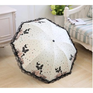 [FREESHIP] Dù đi mưa hình bướm viền ren chống tia UV - Hàng cao cấp loại dày