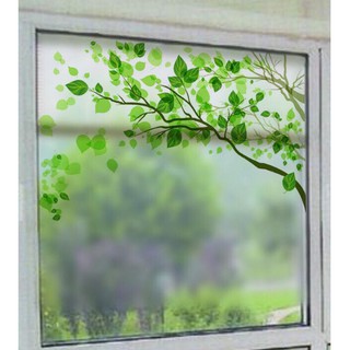 Decal trang trí kính cao cấp mẫu nhánh cây xanh 02 (58x60cm)