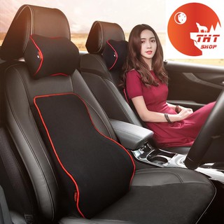 Bộ gối tựa đầu, lưng chất liệu cao su non cao cấp dùng trên xe hơi, ô tô/ Hàng Nhập Khẩu Cao Cấp