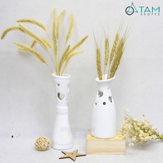 Lọ hoa gốm trắng để bàn họa tiết trái tim CE-LHOA-57
