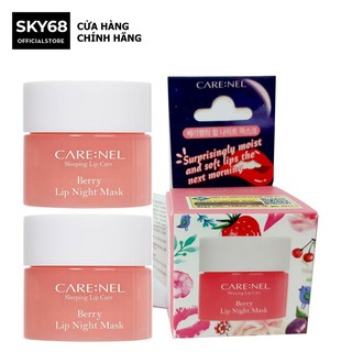 Combo 2 Mặt nạ ngủ môi dưỡng ẩm và tẩy tế bào chết hương dâu – Care:nel Lip Sleeping Mask Berry 5g x 2