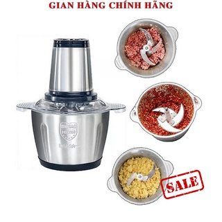 Máy Xay Thịt Cối Inox 4 Lưỡi Đa Năng, Công suất 250W- Xay Thực Phẩm 2l,Chất Liệu Inox 304 Chuẩn, Siêu Bén - Máy xay thịt