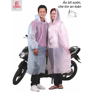 Set 5 cái áo mưa dùng 1 lần trong màu chấm bi tiện lợi đa công dụng RANDO