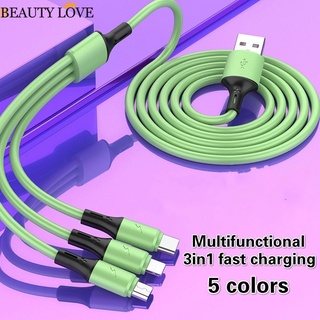 Dây Cáp Sạc Nhanh USB Loại C 3 Trong 1 Bằng Silicon Mềm Thông Dụng Cho Android / Apple