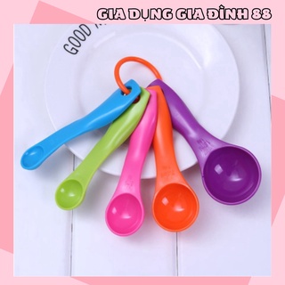 Bộ thìa đong, muỗng đong nhà bếp 5 món (set 5 cái), thìa đo lường, định lượng bột, sữa, thuốc, gia vị bằng nhựa an toàn