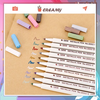Bút lông cứng Brush Sta Metallic nhũ lấp lánh kim tuyến đầu nhỏ 10 màu chất lượng cao viết Calligraphy CREAMY BM04