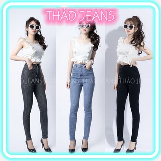 Quần Dài Nữ Dáng Ôm Có Gấu , Quần Jean Co Giãn Lai Cuốn  (2 Màu)