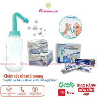 Bình rửa mũi Waterpulse cho bé và người lớn - Rửa sạch vệ sinh mũi xoang từ muối biển tinh khiết có thêm Nano bạc