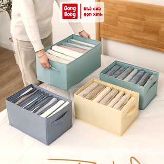 Hộp vải chia 9 ngăn đựng quần jean áo sơ mi thun cộc tay mùa hè đa năng khay túi vải cao cấp sắp xếp gọn gàng tủ đồ