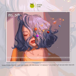 Tranh tô màu Cô Gái tóc ngắn mộng mơ T581