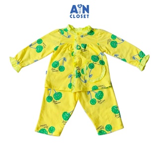Bộ quần áo dài bé gái họa tiết Quả vải xanh chuối nền vàng thun da cá - AICDBG8Y5APP - AIN Closet