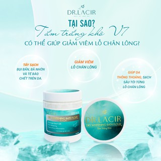 Tắm Trắng Khô V7 Drlacir, Hộp 250g-Tẩy sạch bụi bẩn, bã nhờn và tế vào chết,Hỗ trợ giảm viêm lỗ chân lông