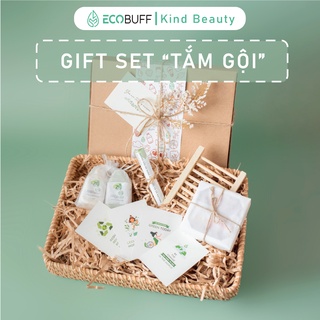 Quà sinh nhật quà tặng bạn trai bạn gái Ecobuff Giftset "Tắm Gội" bánh xà bông trái tim, cặp bánh gội bánh xả lành tính