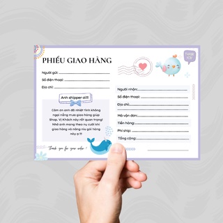 SET 50 tờ Phiếu giao hàng, giấy giao hàng, phiếu ship hàng siêu xinh mẫu con cá  size 10.5 x 14.5 cm