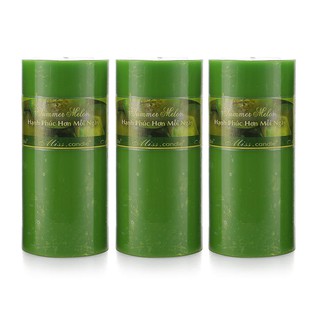 Bộ nến thơm Hạnh Phúc 15 - Bộ 3 nến thơm D7H15 Miss Candle MIC0277 7 x 15 cm (Xanh lá, hương dưa gang tây)