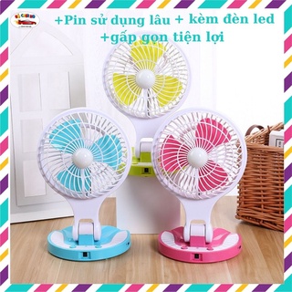 Quạt sạc tích điện, quạt tích điện gập gọn 2 nấc gió kèm đèn led JR-5580