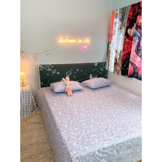 Bộ Ga Gối 3 Món Cotton 100% - Hoa Nhí Xanh Biển