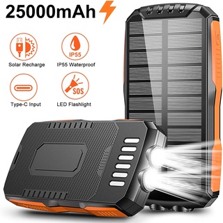 Pin Sạc Dự Phòng Không Dây Năng Lượng Mặt Trời 25000 mAh Xionel 819W, Chống Nước, Chống Bụi, Đèn Pin Siêu Sáng