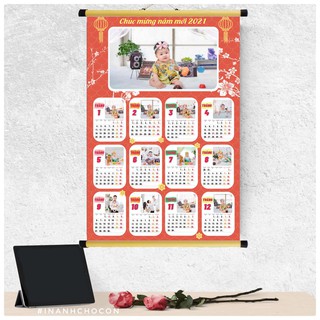 Lịch treo tường in theo mẫu cỡ 40.60 cm cho bé
