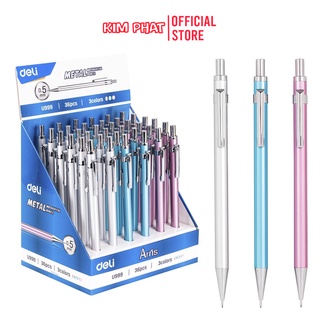 Bút chì kim bấm DELI - vỏ kim loại - có kèm tẩy - 0.7mm EU998